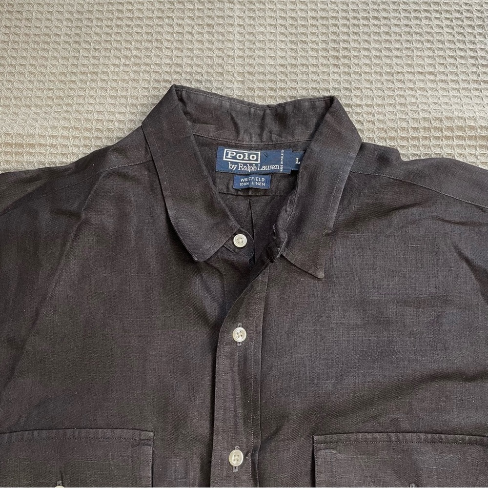 Vintage Polo Ralph Lauren Whitfield 100% Linen Shirt Large Men’s Black